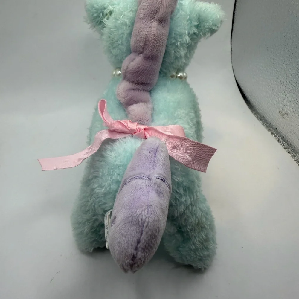 Plush Blue and Pink Unicorn Pearls Stuffed Animal YELL 5”